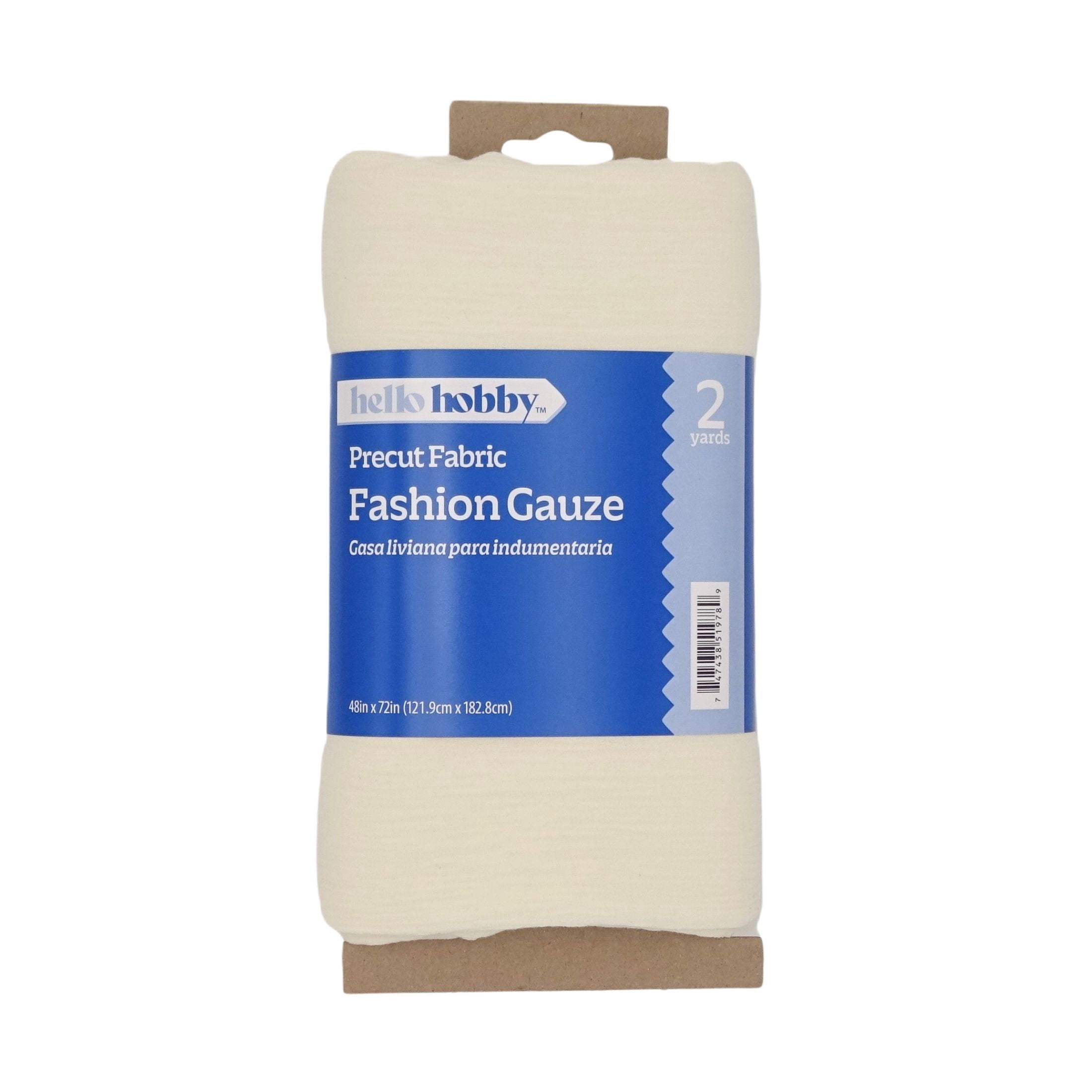 Hello Hobby 48” x 72” 100% Cotton Cotton Gauze 2 Yard Precut Fabric, Cream, 48" Wide for Sewing & Crafting