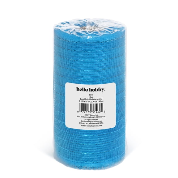 Hello Hobby Blue Deco Mesh for Crafts, Ribbons and Decorations, 5.5 Inch x 10 Yard