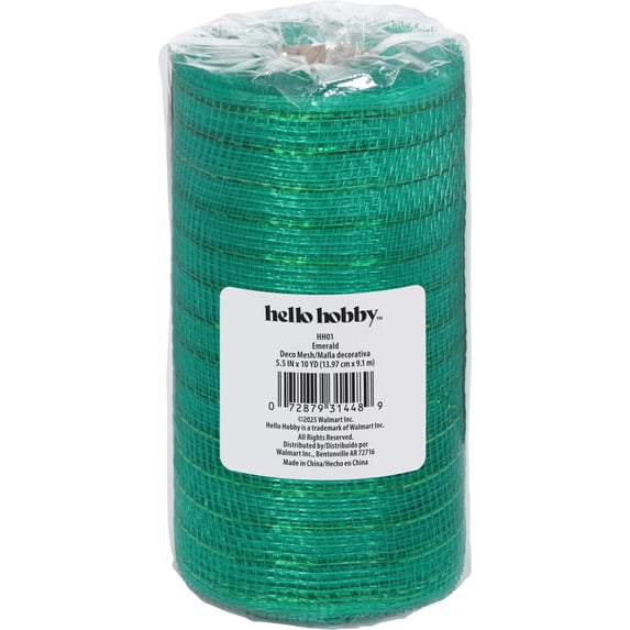 Hello Hobby Emerald Deco Mesh for Crafts, Ribbons & Decorations, 5.5 Inch x 10 Yard Roll