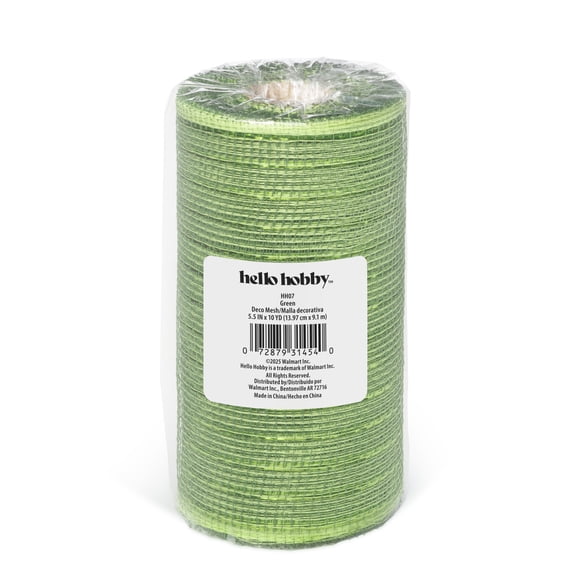 Hello Hobby Green Deco Mesh for Crafts, Ribbons and Decorations, 5.5 in x 10 yd