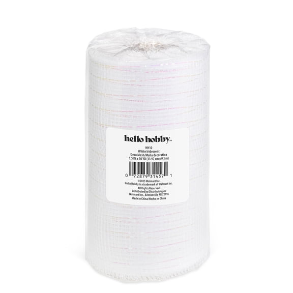 Hello Hobby White Deco Mesh for Crafts and Decorations, 5.5 in x 10 yd