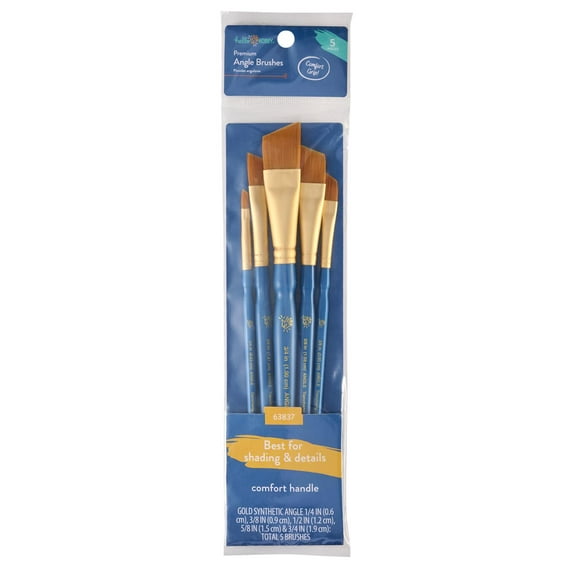 Hello Hobby 5 Pc Angle Synthetic Paint Brush Set