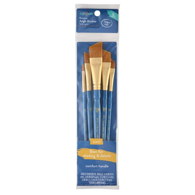 Hello Hobby 5 Pc Angle Synthetic Paint Brush Set