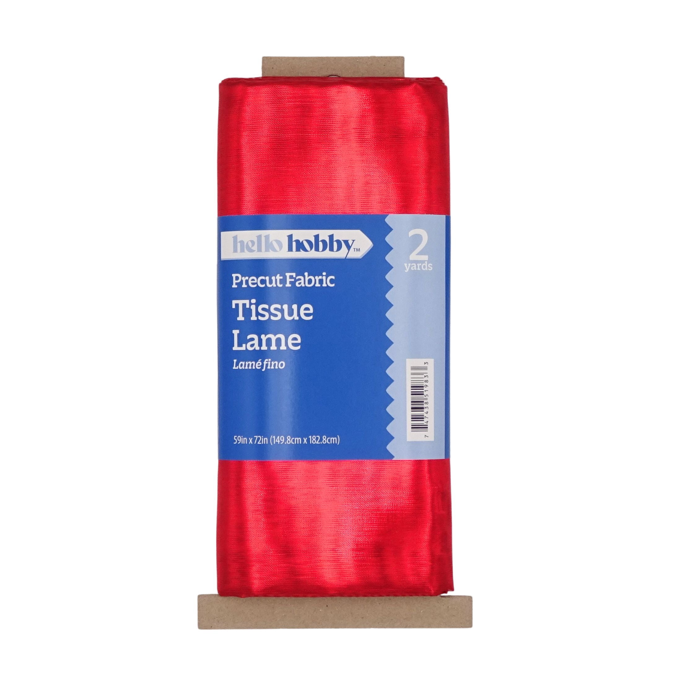 Hello Hobby 59” x 72” 73% Metallic 27% Polyester Tissue Lame 2 Yard Precut Fabric, Red, 59" Wide for Sewing & Crafting