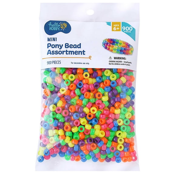 Hello Hobby - 6.5mm Neon Mini Pony Beads - 900 Pieces - USHH1651F077