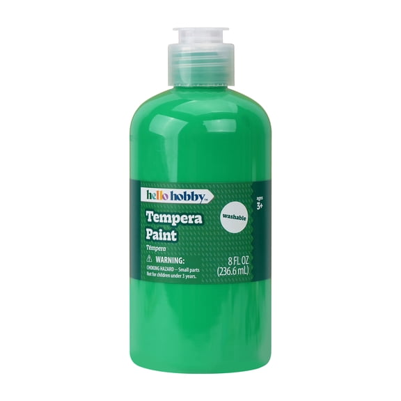 Hello Hobby 8 fl oz Green Tempera Paint, Washable Craft Paint for Kids, Teachers, and School Projects