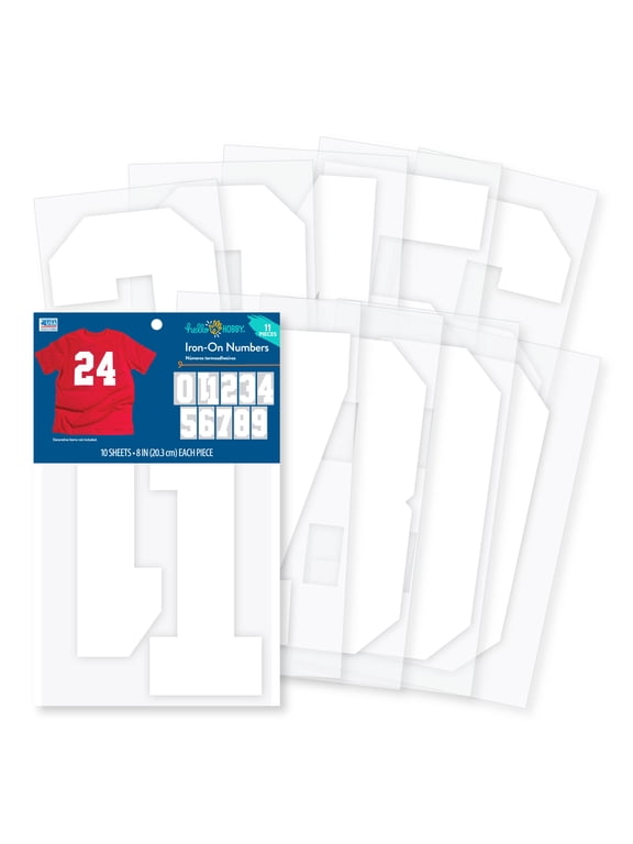 8 inch Polyvinyl Varsity Iron-on Numbers, White