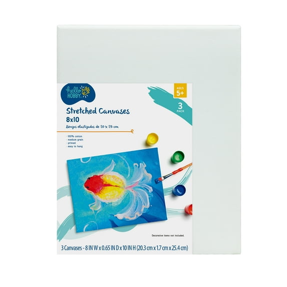 Hello Hobby 8" x 10" Stretched Canvas (3 Pack)