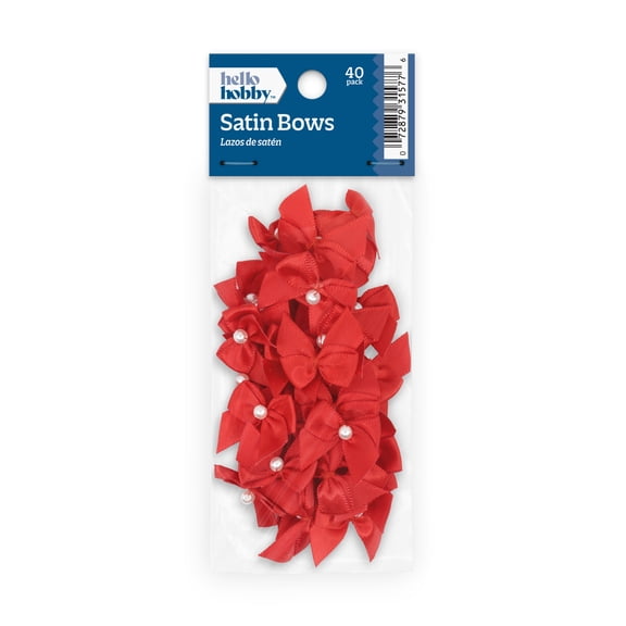 Hello Hobby Accessories Bows Satin, Red, 40 piece