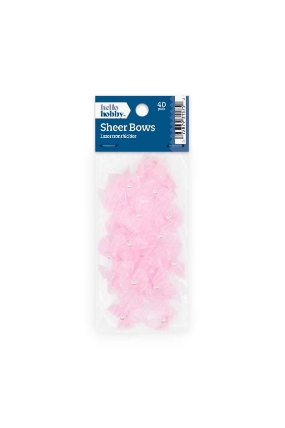 Accessories Bows Sheer, Pink, 40 piece