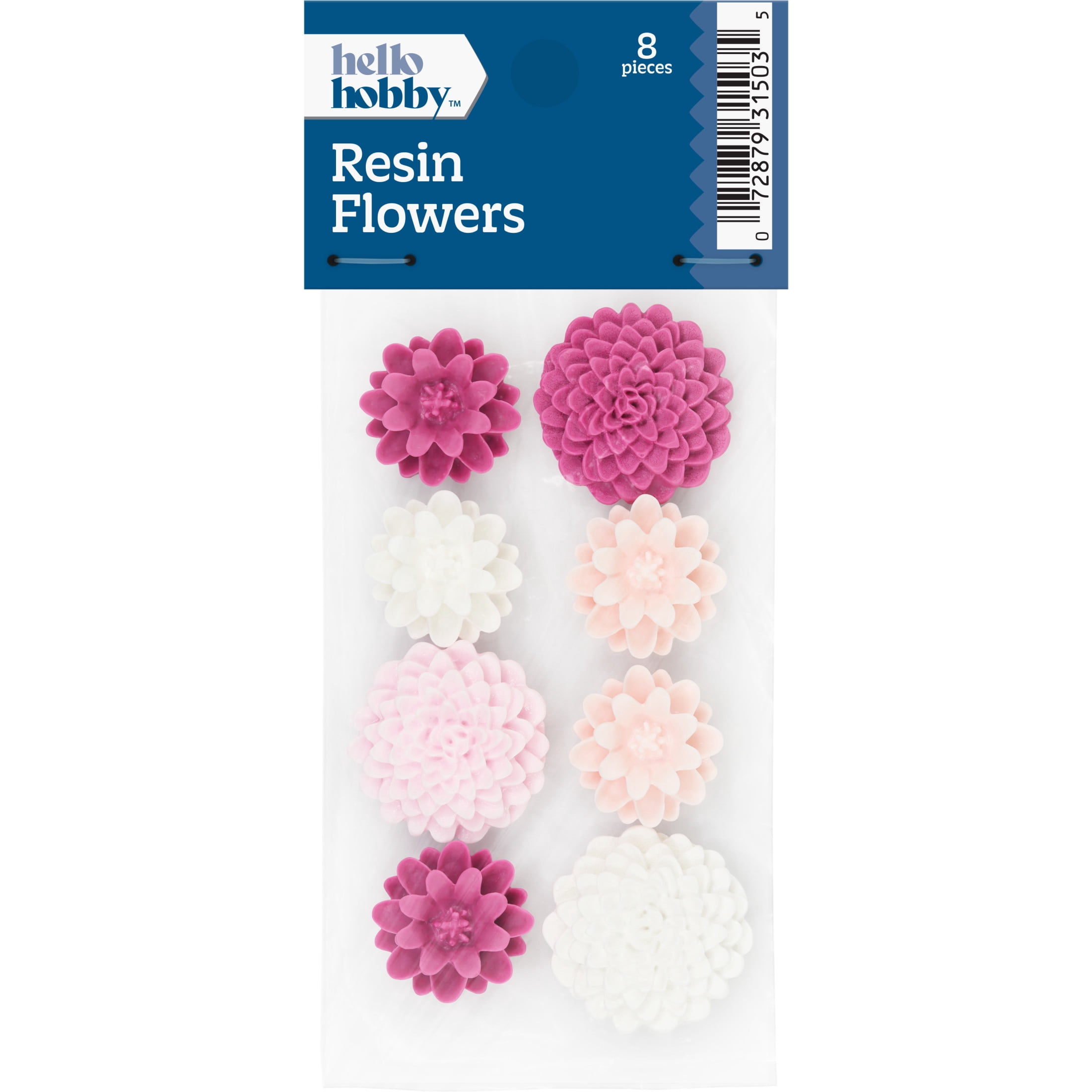 Hello Hobby Accessories Resin Flowers Dark Pink, 8 piece