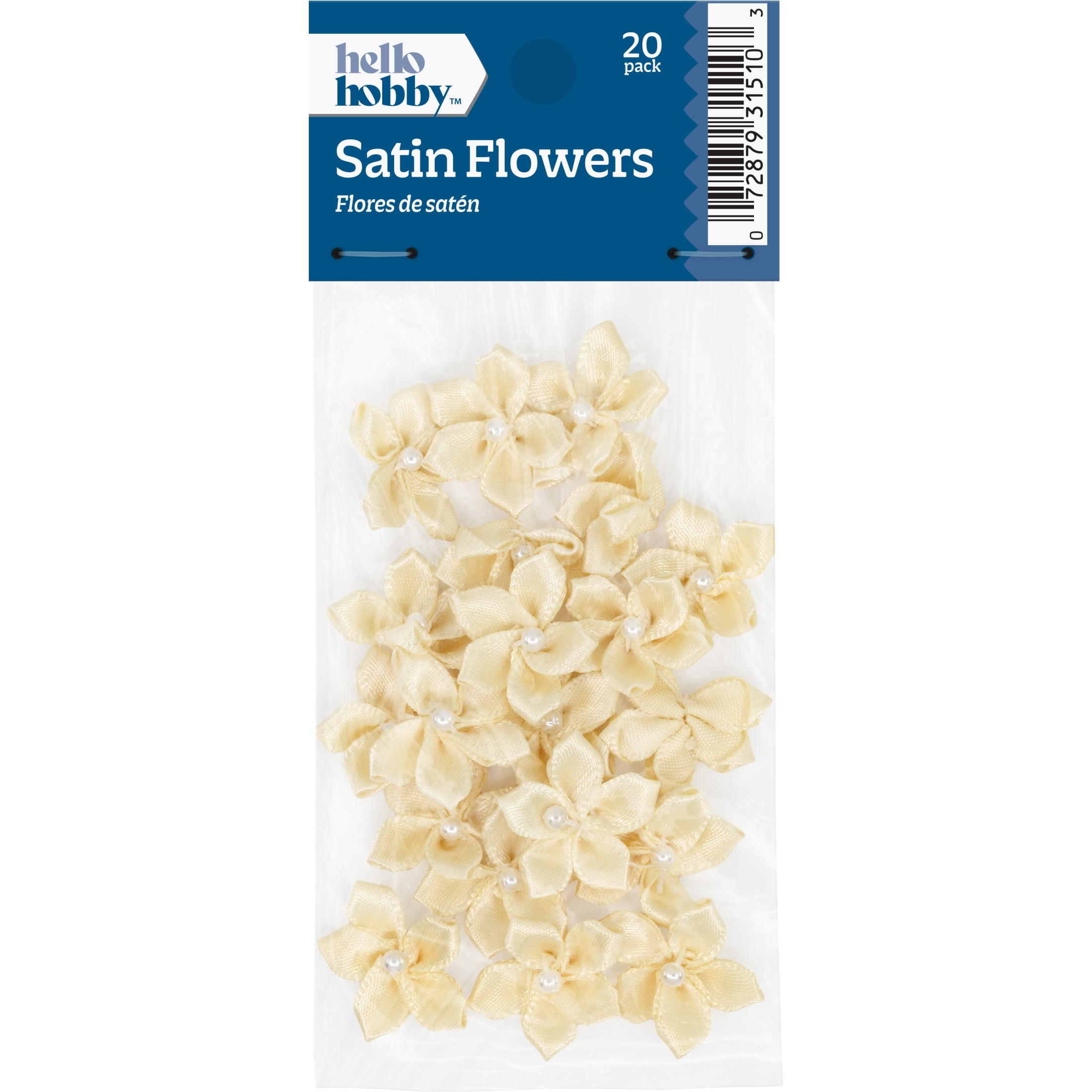 Hello Hobby Accessory 5 Petal Flowers, Cream, 20 piece