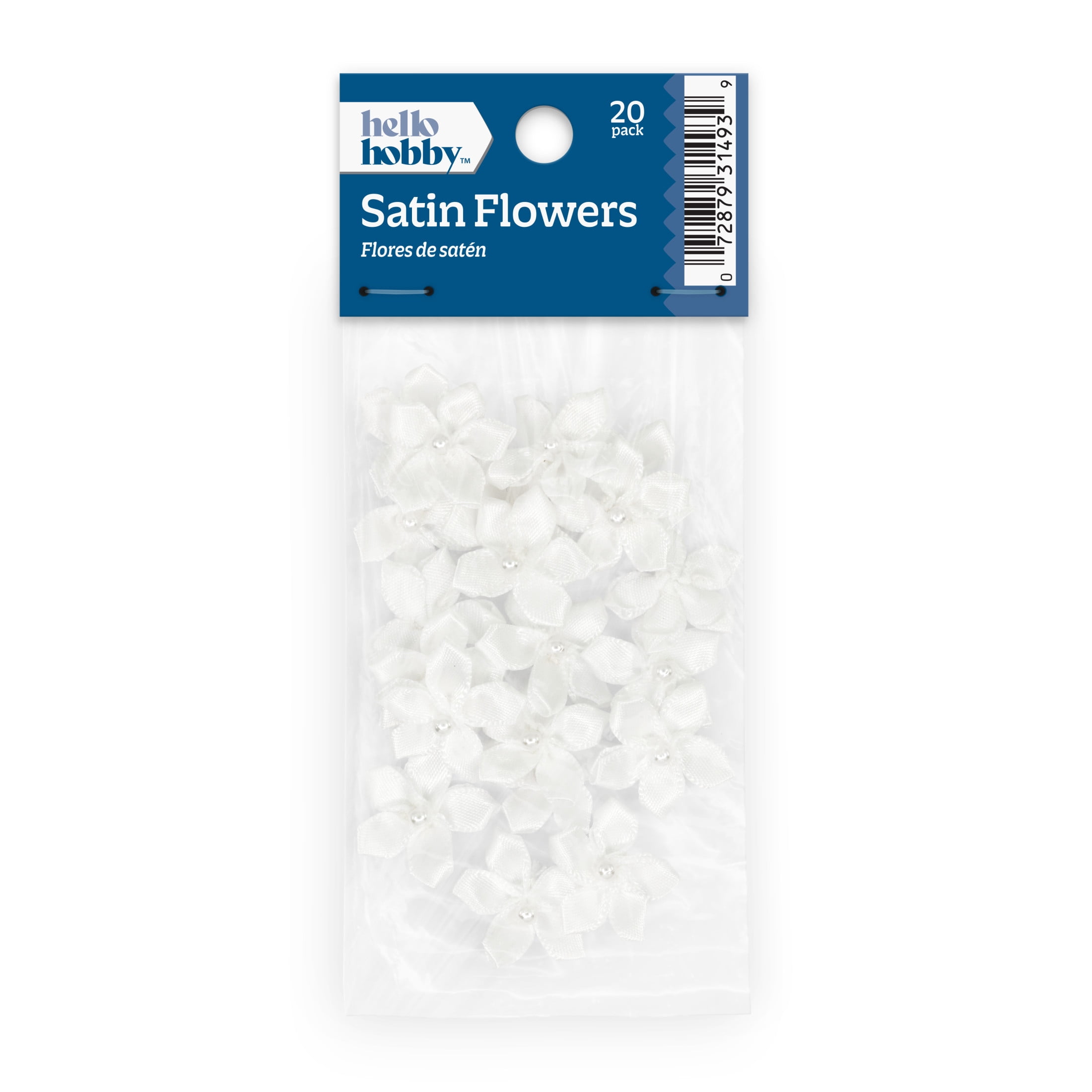 Hello Hobby Accessory 5 Petal Flowers, White, 20 piece