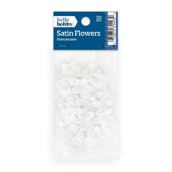 Hello Hobby Accessory 5 Petal Flowers, White, 20 piece