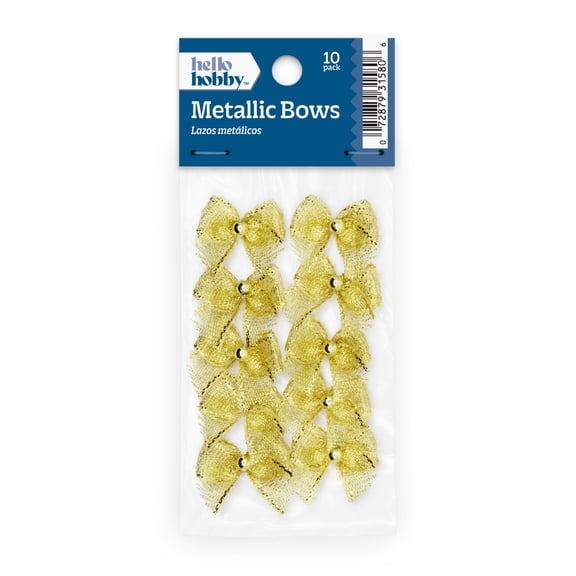 Hello Hobby Accessory Bows, Gold, 10 piece