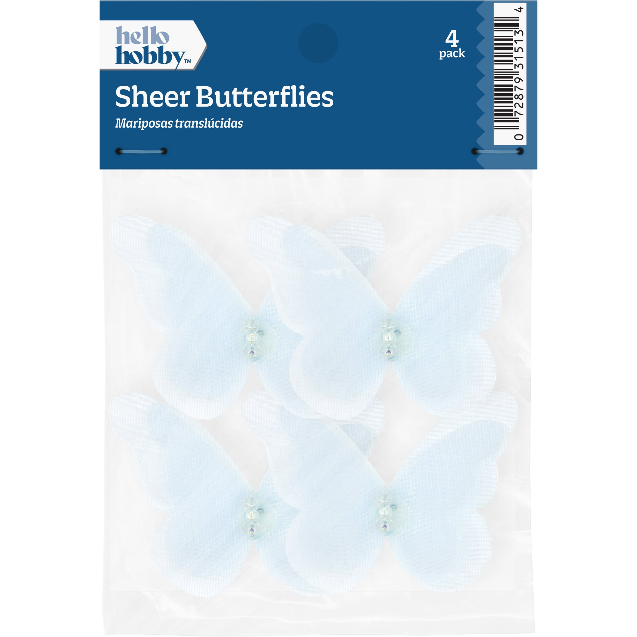 Hello Hobby Accessory Butterfly, Blue, 4 piece