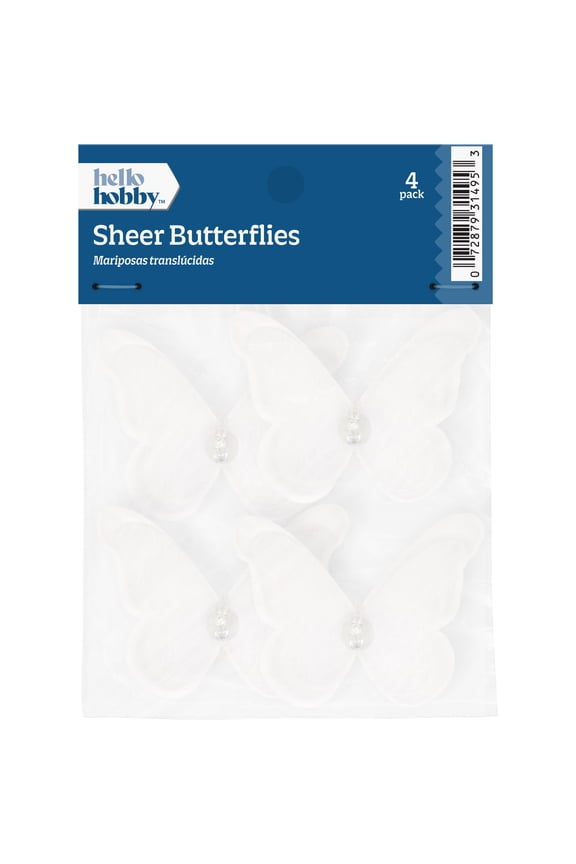 Accessory Butterfly, White, 4 piece