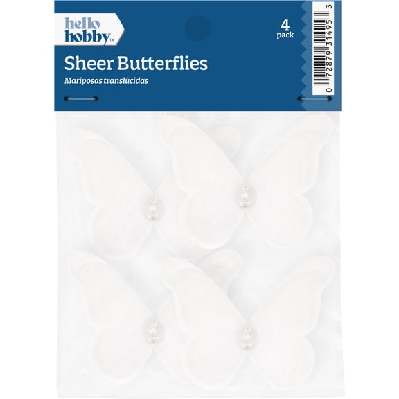 Hello Hobby Accessory Butterfly, White, 4 piece