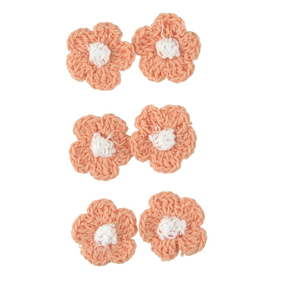 Hello Hobby Accessory Crochet Flowers, Peach, 6 piece