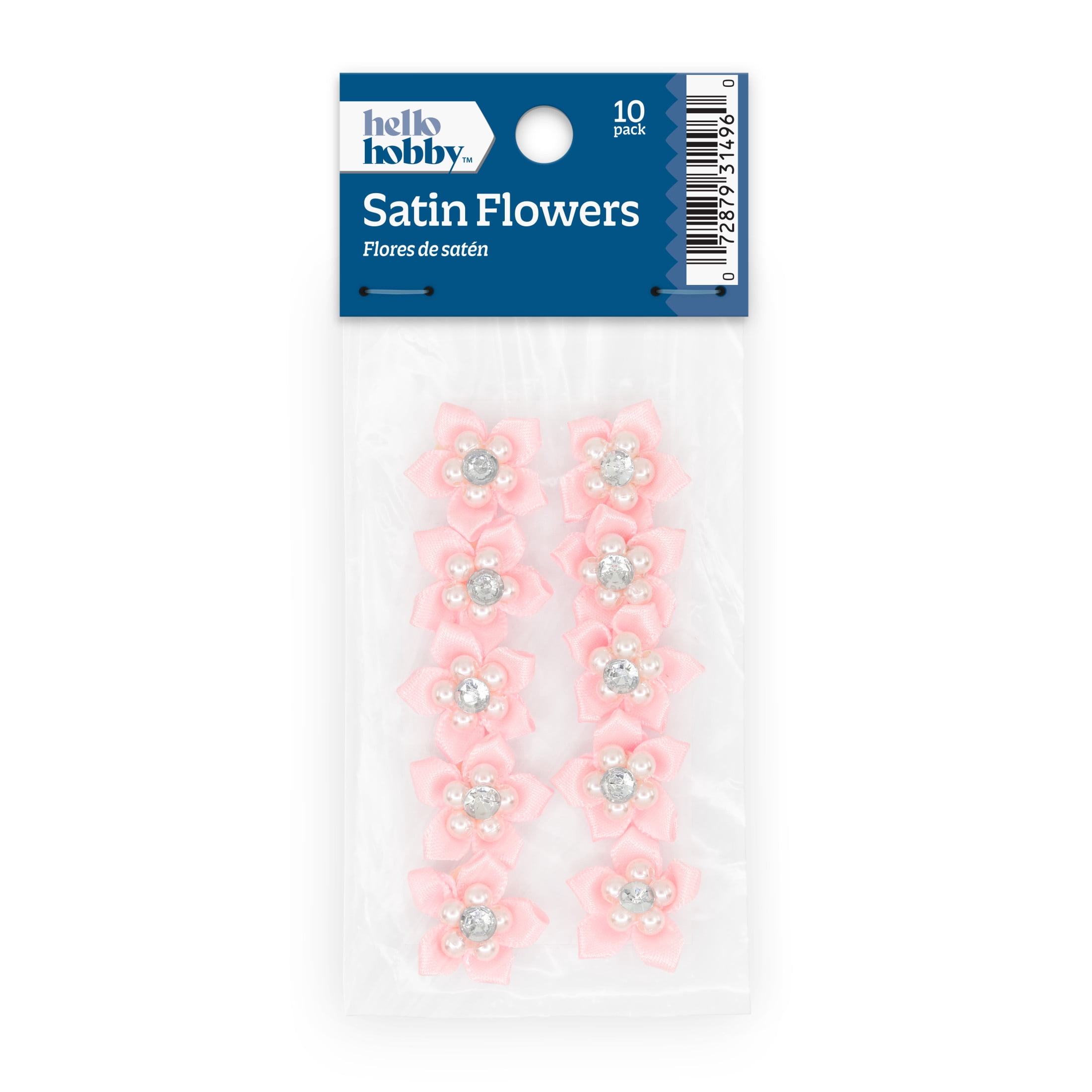 Hello Hobby Accessory Flowers with Gem, Pink, 10 piece