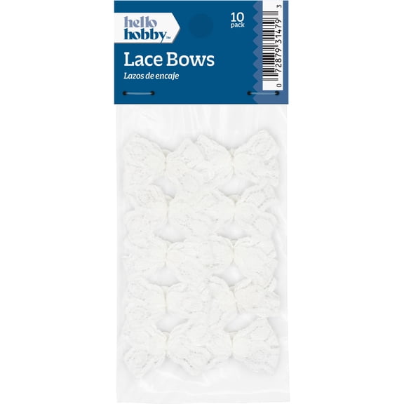 Hello Hobby Accessory Lace Bows, White, 10 piece
