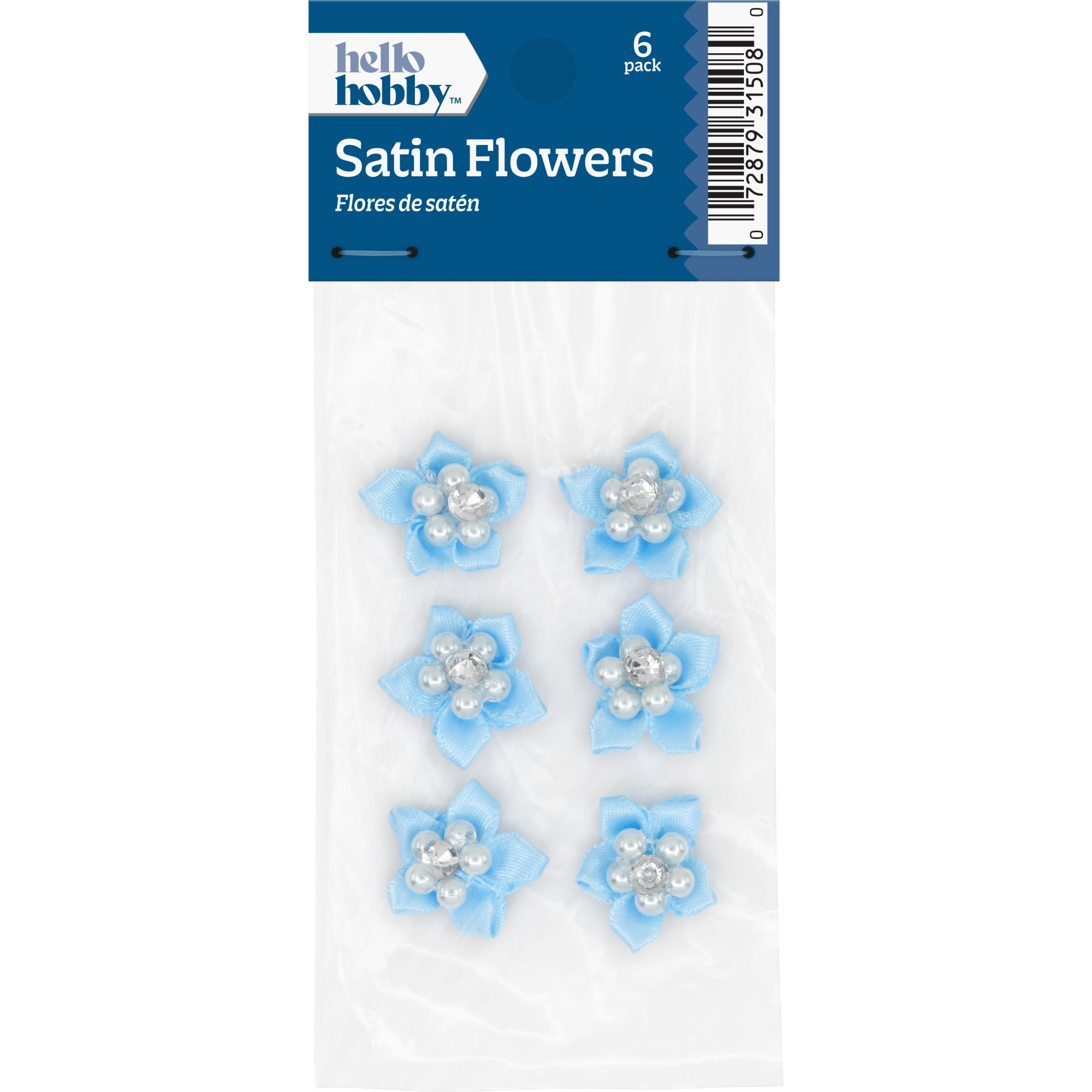 Hello Hobby Accessory Sheer Flowers, Light Blue, 6 piece