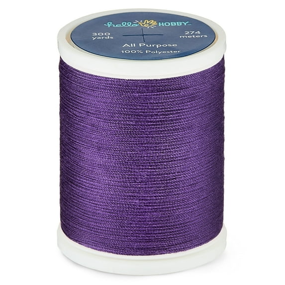 Hello Hobby Amethyst Purple 100% Polyester All Purpose Thread, 300 Yards