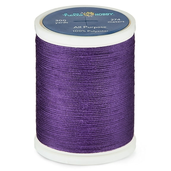 Hello Hobby Amethyst Purple 100% Polyester All Purpose Thread, 300 Yards