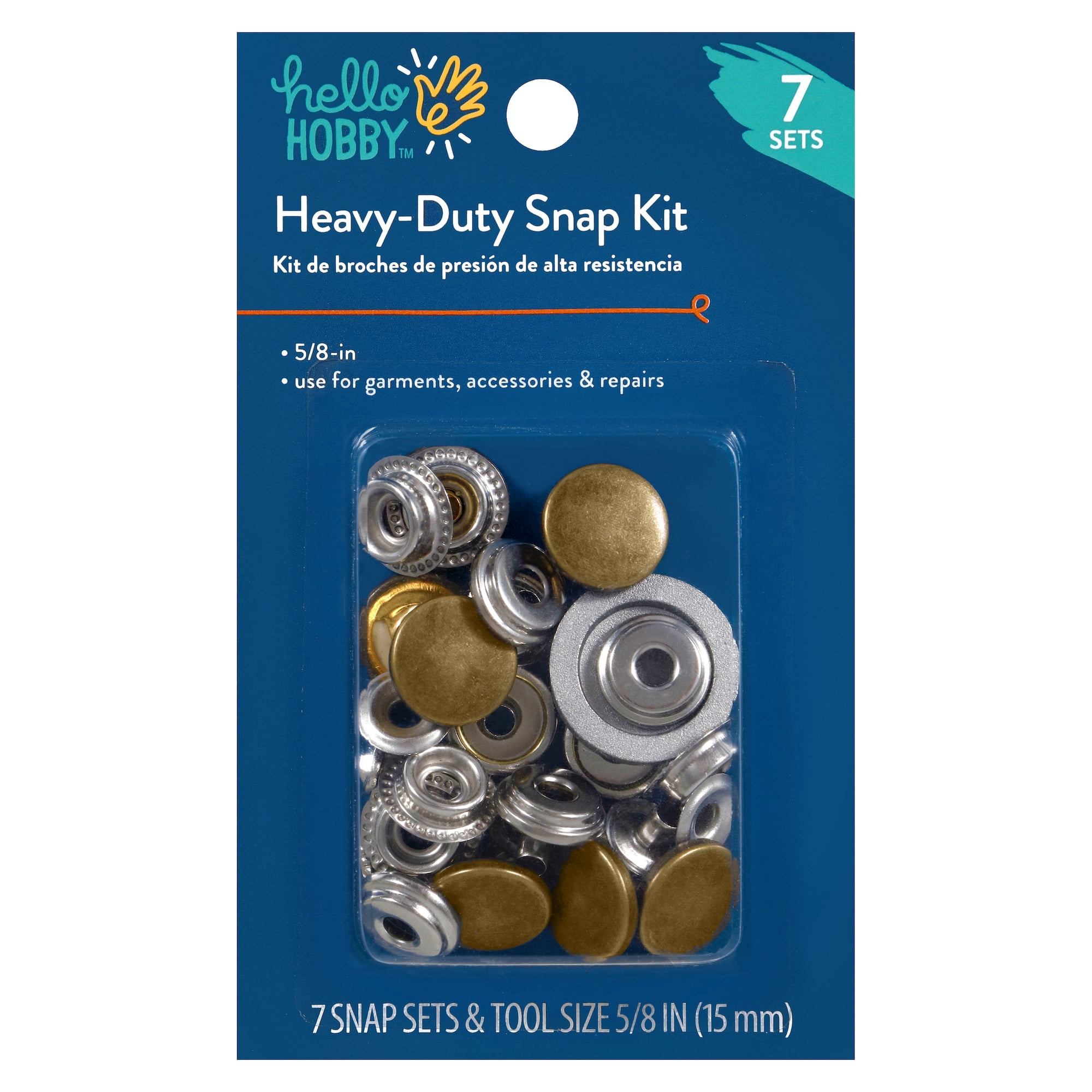 Hello Hobby Antique Brass Heavy Duty Snap Kit Fasteners, Nickel Plated Brass (7 Count)
