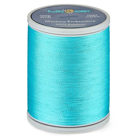 Hello Hobby Aqua Green 100% Polyester Machine Embroidery Thread, 40 WT, 1200 Yards