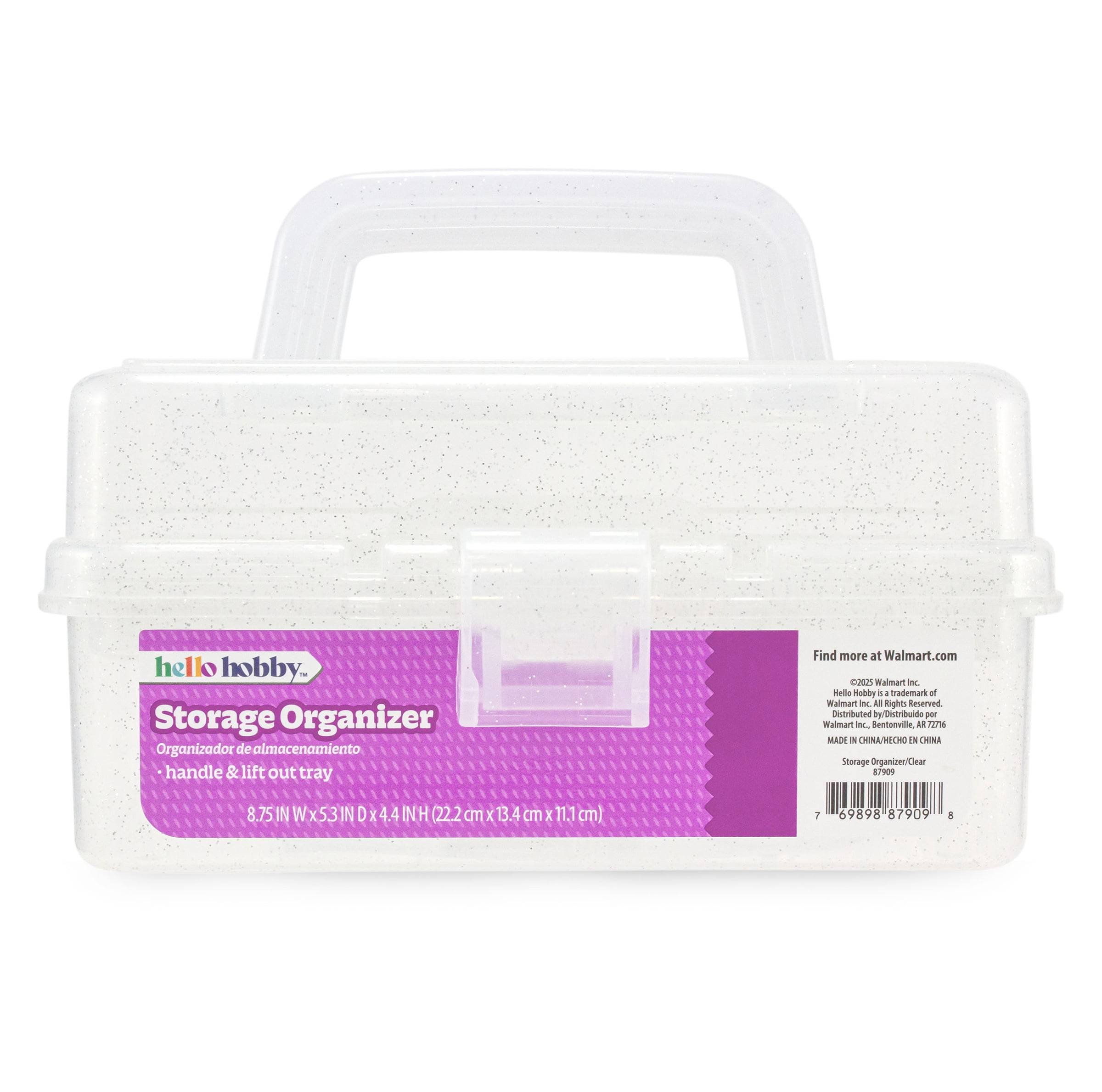 Hello Hobby Arts & Craft Storage Case with Lift Out Tray Clear with Glitter