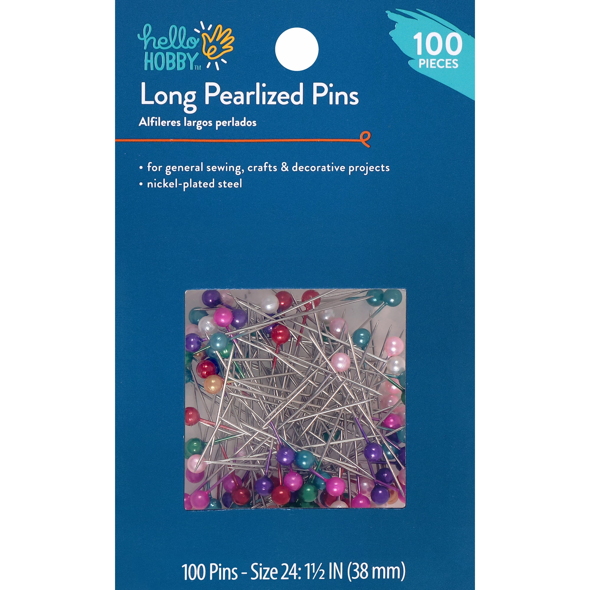 Long Pearlized Pins - #24 - 1 1/2 x 0.023 - 120/Pack - Assorted Colors