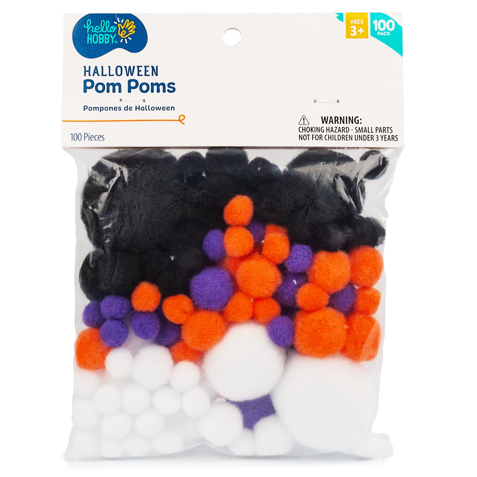 Hello Hobby Assorted Halloween Poms, 100-Pack