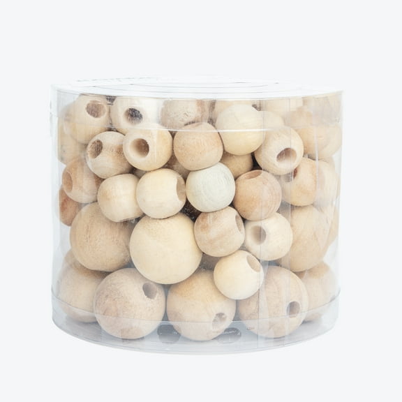 Hello Hobby Natural Large Hole Wood Beads 500g, Unisex, 20mm & 30mm for Adults