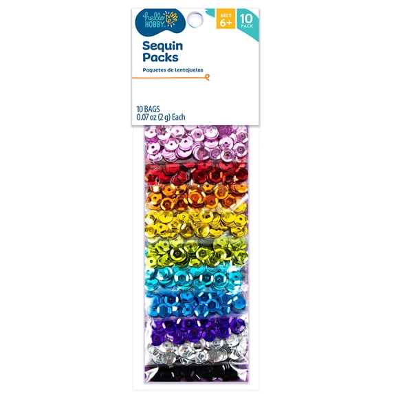 Hello Hobby Assorted Sequins, 10-Pack, Ages 6+