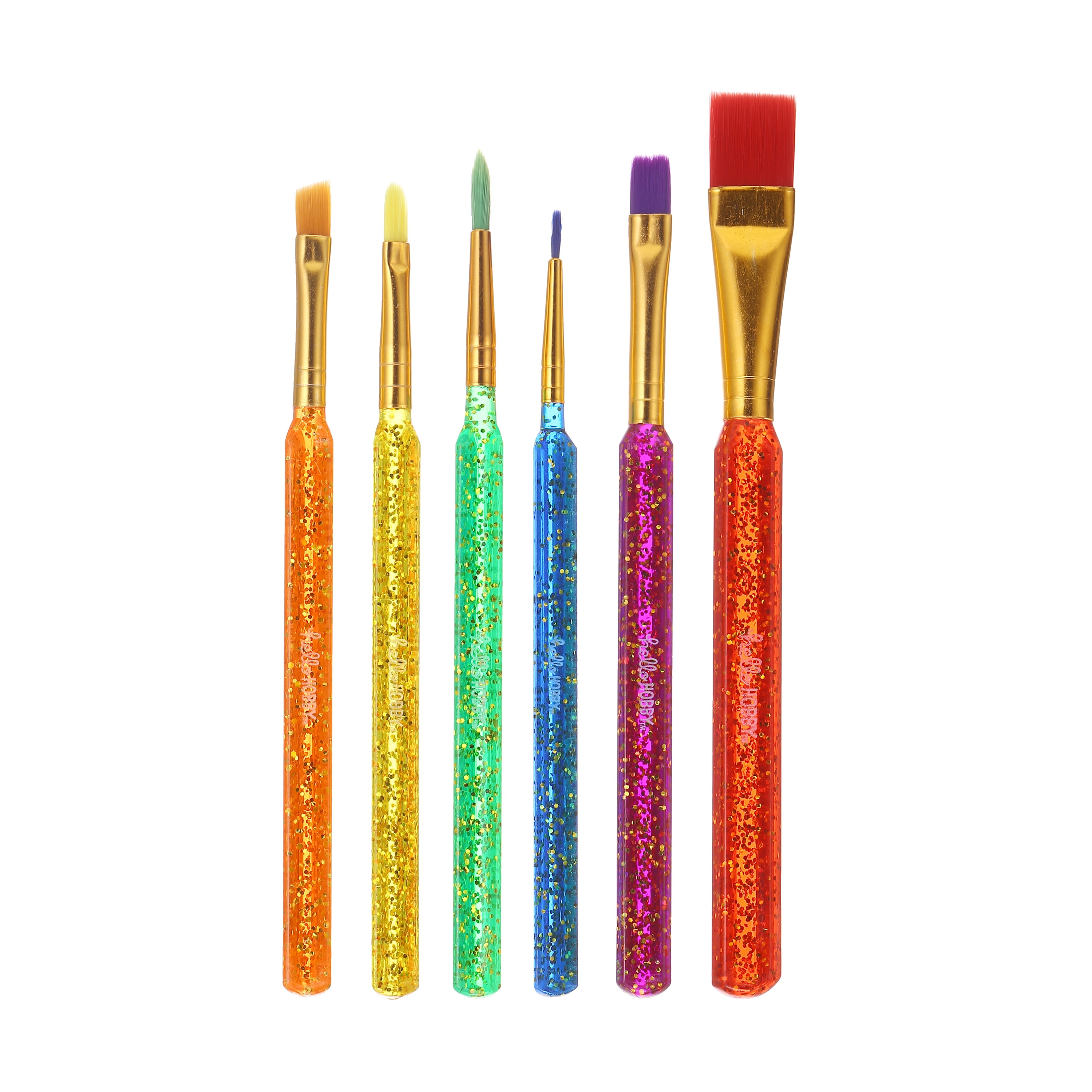 Hello Hobby 10 PC Comfort Grip Glass & Fabric Paint Brush Set with Assorted Synthetic and Natural Bristles