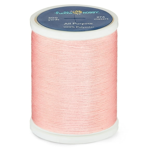 Hello Hobby Baby Pink 100% Polyester All Purpose Thread, 300 Yards