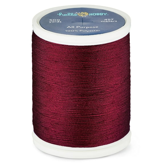 Hello Hobby Beaujolais Red 100% Polyester All Purpose Thread, 500 Yards