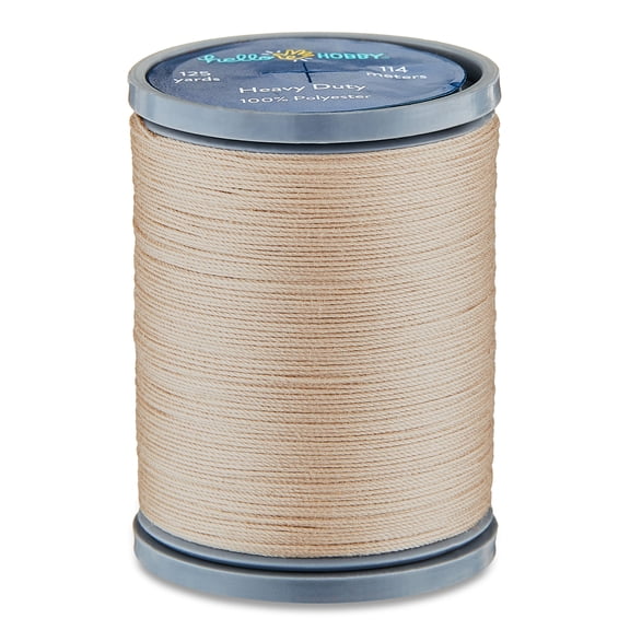 Hello Hobby Beige 100% Polyester Heavy Duty Thread, 125 Yards