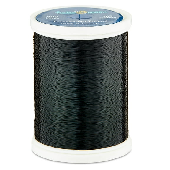 Hello Hobby Black 100% Polyamide Transparent Thread, 400 Yards
