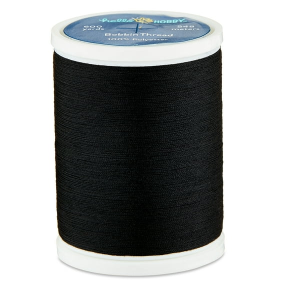 Hello Hobby Black 100% Polyester Bobbin Thread, 600 Yards