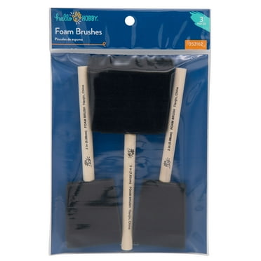 Hello Hobby Black 3pc Craft Foam Brush Set, 2" and 3", Adult, Teens