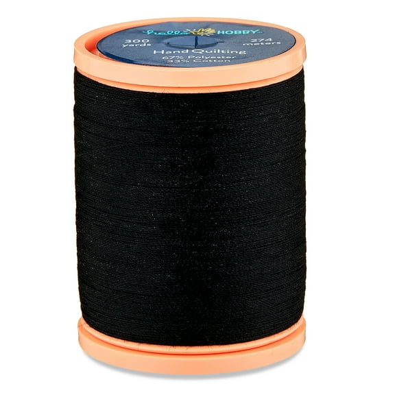 Hello Hobby Black 67% Polyester 33% Cotton Hand Quilting Thread, 300 Yards