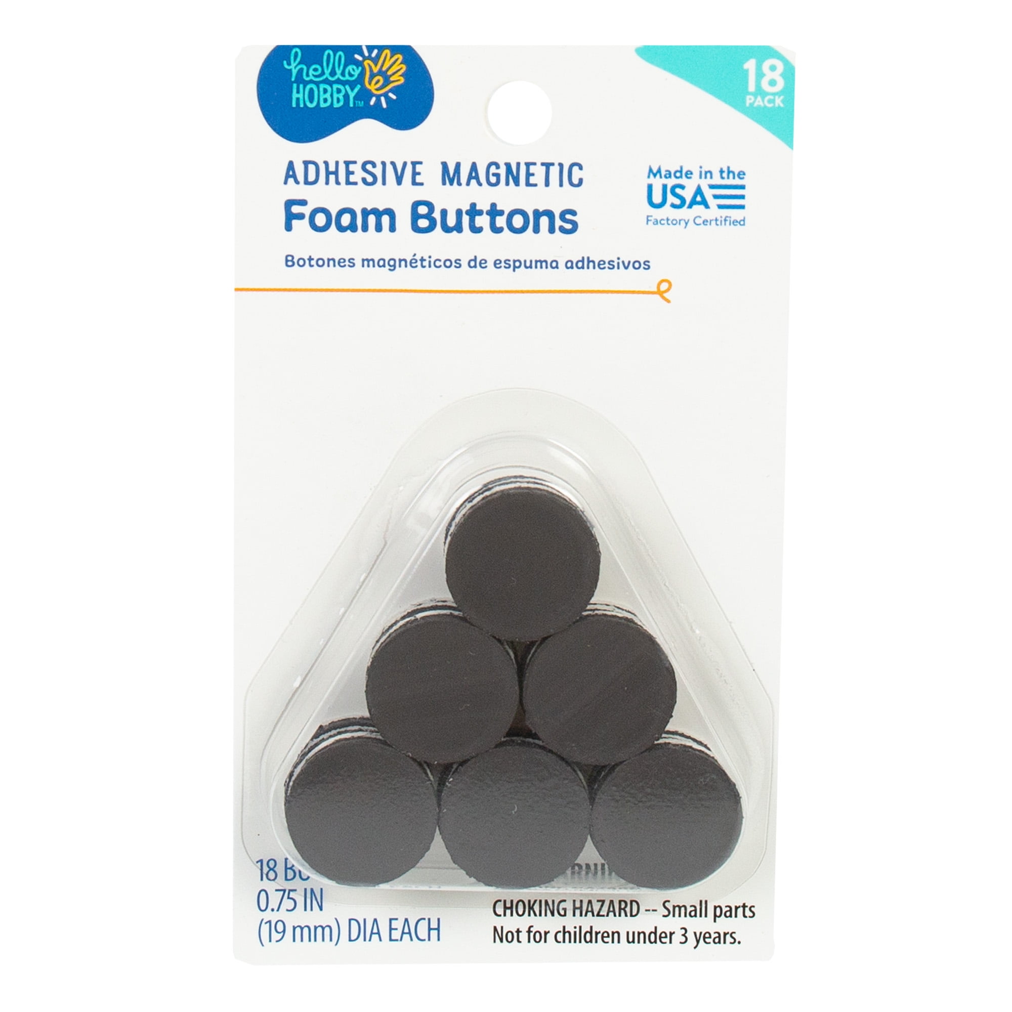 Hello Hobby Black Adhesive Magnetic Foam Buttons, 18-Pack