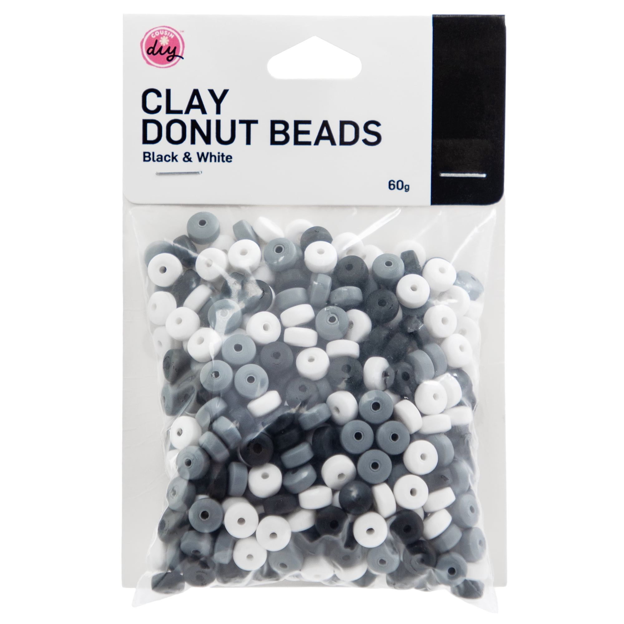 CousinDIY Heishi Bead Waterfall Pack - Black, White & Gray Disc Beads for Crafts
