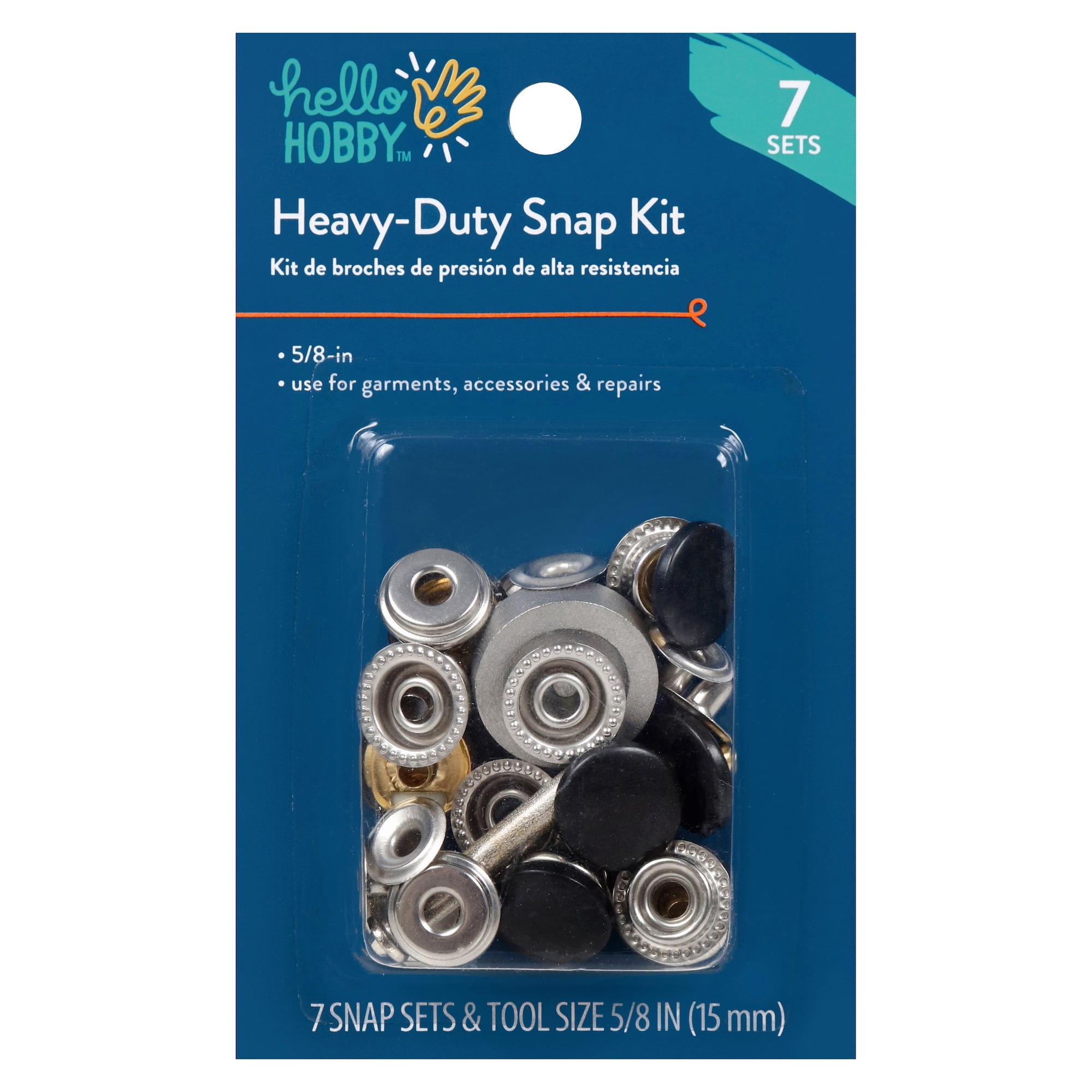 Hello Hobby Black Heavy Duty Snap Kit Fasteners, Nickel Plated Brass (7 Count)