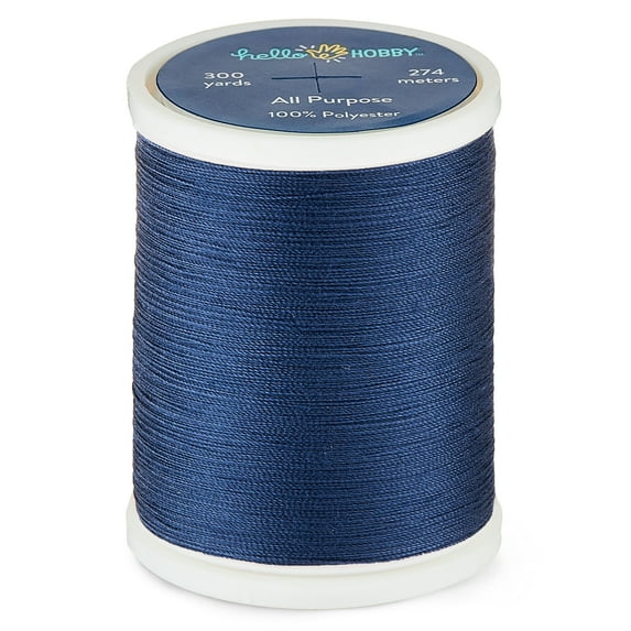 Hello Hobby Black Ink 100% Polyester All Purpose Thread, 300 Yards