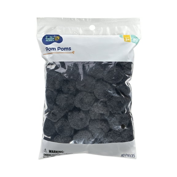 Hello Hobby Black Craft Pom Poms, 80 Piece