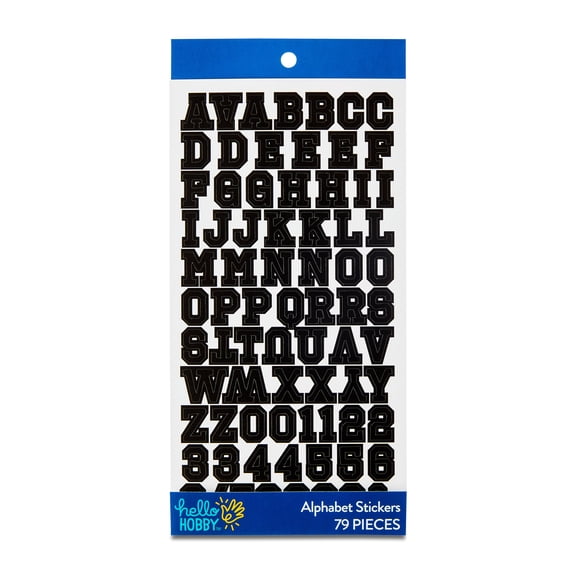 Hello Hobby Black Print Block Alphabet Stickers, 79 Count
