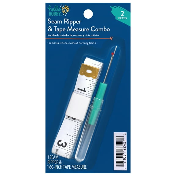 Hello Hobby Teal Seam Ripper and 60" White Vinyl Tape Measure Set
